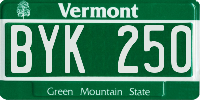 VT license plate BYK250
