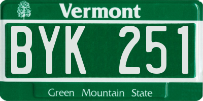 VT license plate BYK251