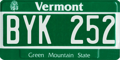 VT license plate BYK252