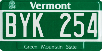 VT license plate BYK254
