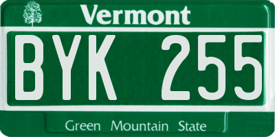 VT license plate BYK255