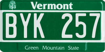 VT license plate BYK257