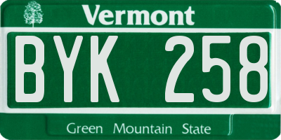 VT license plate BYK258