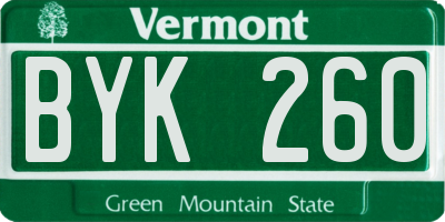 VT license plate BYK260