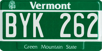 VT license plate BYK262