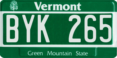 VT license plate BYK265