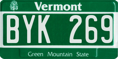 VT license plate BYK269