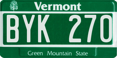 VT license plate BYK270