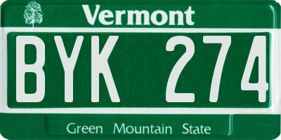 VT license plate BYK274