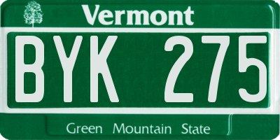 VT license plate BYK275