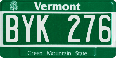 VT license plate BYK276