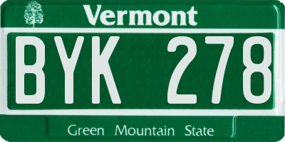 VT license plate BYK278
