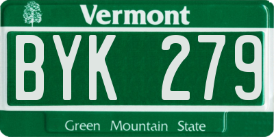 VT license plate BYK279
