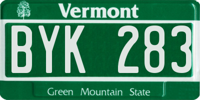 VT license plate BYK283
