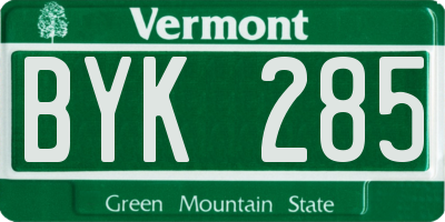 VT license plate BYK285
