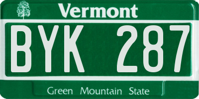 VT license plate BYK287