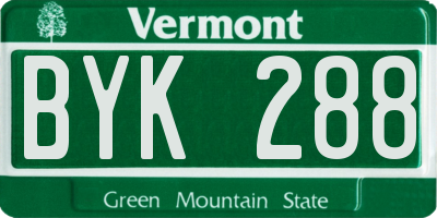 VT license plate BYK288
