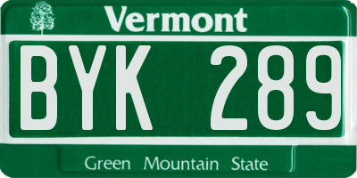 VT license plate BYK289