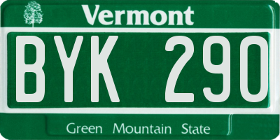 VT license plate BYK290
