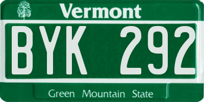 VT license plate BYK292