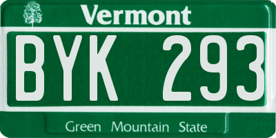 VT license plate BYK293