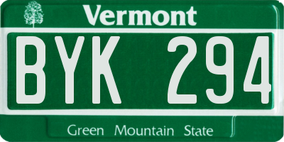 VT license plate BYK294