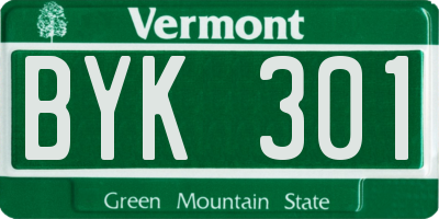 VT license plate BYK301