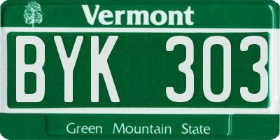 VT license plate BYK303