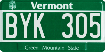VT license plate BYK305