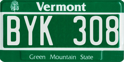 VT license plate BYK308