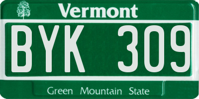 VT license plate BYK309