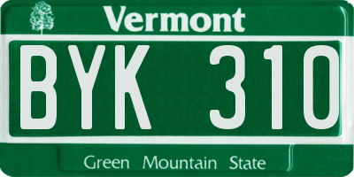VT license plate BYK310
