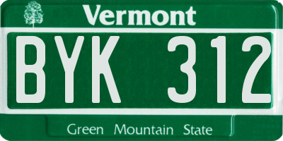VT license plate BYK312