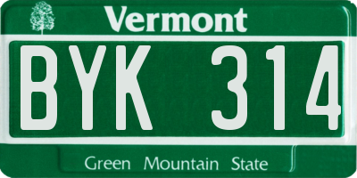 VT license plate BYK314