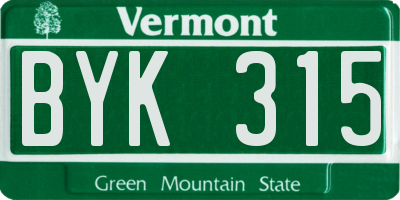 VT license plate BYK315
