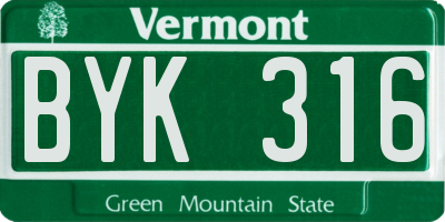 VT license plate BYK316
