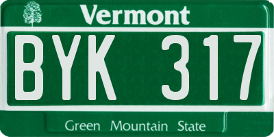 VT license plate BYK317