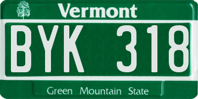 VT license plate BYK318