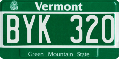 VT license plate BYK320