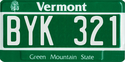 VT license plate BYK321