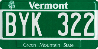 VT license plate BYK322