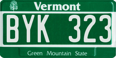 VT license plate BYK323