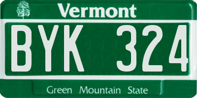 VT license plate BYK324