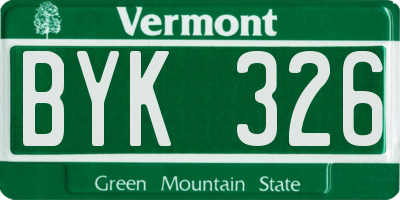 VT license plate BYK326