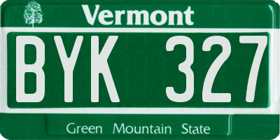 VT license plate BYK327