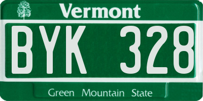 VT license plate BYK328