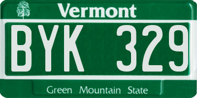 VT license plate BYK329