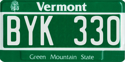 VT license plate BYK330