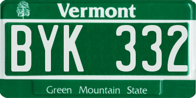 VT license plate BYK332
