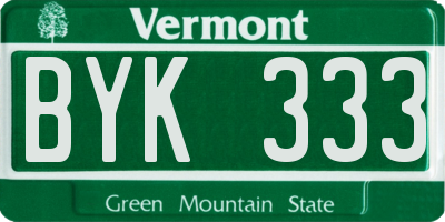 VT license plate BYK333